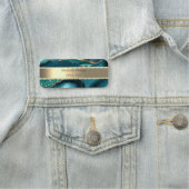 エレガント金ゴールドストライプ、グリッターパールエメラルドグリーン 名札 (インサイチュ)