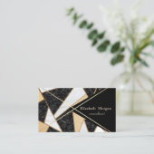 エレガント金ゴールドストライプ、大理石、ジオメトリ 名刺 (スタンド正面)