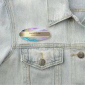 エレガント金ゴールドストライプ、真珠、バイオレットブルー大理石 名札 (インサイチュ)