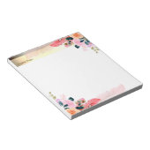 エレガント金ゴールドストライプ、花の羽毛 ノートパッド (アングル)