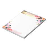 エレガント金ゴールドストライプ、花の羽毛 ノートパッド (回転)