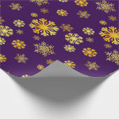 エレガント金ゴールドスノーフレークダークパープルラッピング紙 ラッピングペーパー (角)