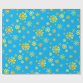 エレガント金ゴールドスノーフレーク青ラッピング紙 ラッピングペーパー (フラット)