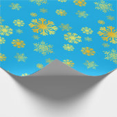 エレガント金ゴールドスノーフレーク青ラッピング紙 ラッピングペーパー (角)