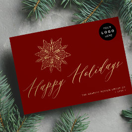 エレガント金ゴールドスノーフレークLOGOビジネス非写真 シーズンカード