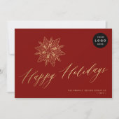 エレガント金ゴールドスノーフレークLOGOビジネス非写真 シーズンカード (正面)
