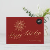 エレガント金ゴールドスノーフレークLOGOビジネス非写真 シーズンカード (スタンド正面)