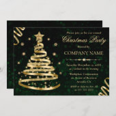 エレガント金ゴールドスパークリスマ企業のス 招待状 (正面/裏面)