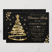 エレガント金ゴールドスパークリスマ企業のス 招待状 (正面/裏面)