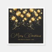 エレガント金ゴールドスパークルクリスマスパーティーバウブル スタンダードカクテルナプキン (正面)
