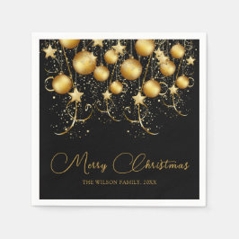 エレガント金ゴールドスパークルクリスマスパーティーバウブル スタンダードカクテルナプキン