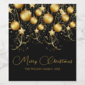 エレガント金ゴールドスパークルクリスマスパーティーバウブル ワインラベル (シングルラベル)