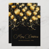 エレガント金ゴールドスパークルクリスマスボーブル シーズンカード (正面/裏面)