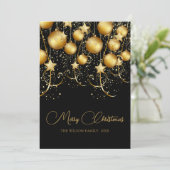 エレガント金ゴールドスパークルクリスマスボーブル シーズンカード (スタンド正面)