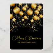エレガント金ゴールドスパークルクリスマスボーブル 箔シーズンカード (正面)