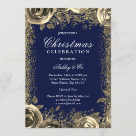 エレガント金ゴールドスパークルグリッタークリスマスパーティー 招待状