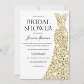 エレガント金ゴールドスパークルドレスブライダルシャワー招待状 招待状 (正面)
