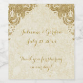 エレガント金ゴールドスパークルバラアイボリー ワインラベル (シングルラベル)