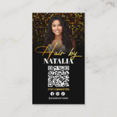 エレガント金ゴールドスパークルフォトヘアサロンインスタグラム 名刺 (裏面)