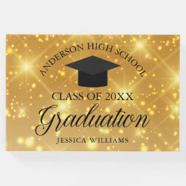 エレガント金ゴールドスパークル2025年卒業カスタム学校 ゲストブック