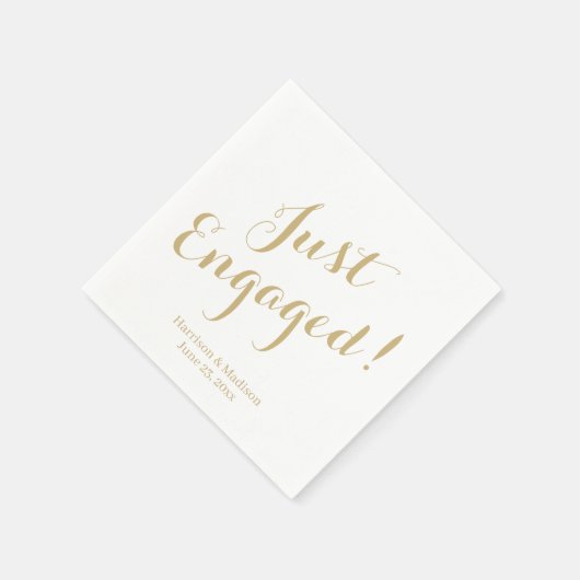 エレガント金ゴールドスパーソナライズされたクリプトカスタム婚約 スタンダードカクテルナプキン (角)