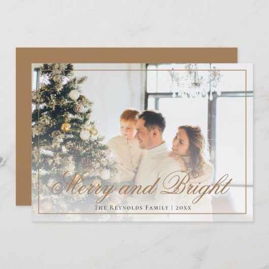 エレガント金ゴールドスメリークリプトと明るい写真 シーズンカード (正面/裏面)