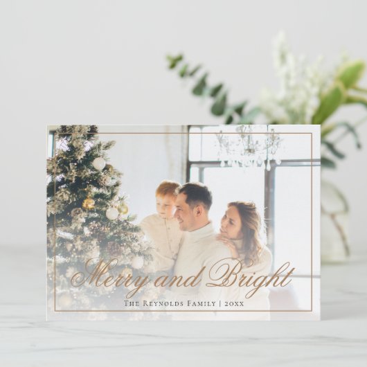 エレガント金ゴールドスメリークリプトと明るい写真 シーズンカード (スタンド正面)