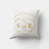 エレガント金ゴールドスモダントモノグ結婚ラムの贈り物 クッション (裏面)