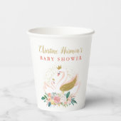 エレガント金ゴールドスワンプリンセスピンクフローラシャワー 紙コップ (裏面)