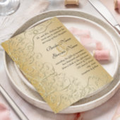 エレガント金ゴールドスワーズブラックフォント結婚式招待状 招待状