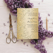 エレガント金ゴールドスワーズブラックフォント結婚式招待状 招待状