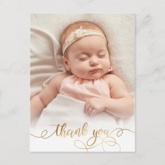 エレガント金ゴールドス生まれたばかりのクリプトベビー写真ありがとう ポストカード (正面)