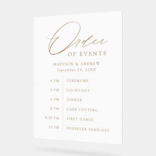 エレガント金ゴールドス結婚クリプトのイベント順序 アクリルサイン (傾斜)