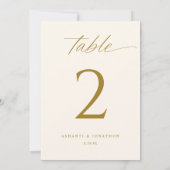 エレガント金ゴールドス結婚クリプトのテーブル番号 招待状 (裏面)