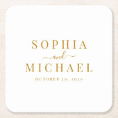 エレガント金ゴールドス結婚クリプトのリハーサル スクエアペーパーコースター (正面)