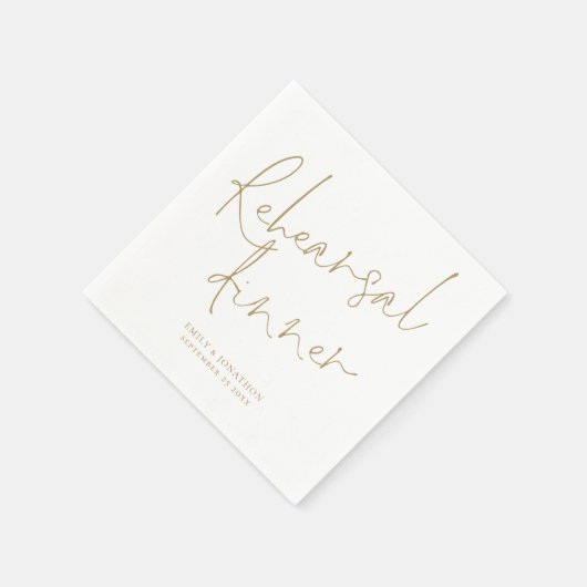 エレガント金ゴールドス結婚クリプトのリハーサル スタンダードカクテルナプキン (角)