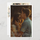 エレガント金ゴールドス結婚クリプトの写真サンキューカード 招待状 (正面/裏面)