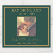 エレガント金ゴールドス結婚クリプトの写真 |緑 スパークリングワインラベル (シングルラベル)