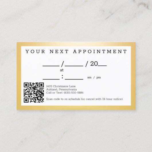 エレガント金ゴールドス絵を描ワッシュシックロゴアポイントメント 名刺 (裏面)