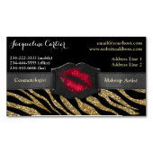 エレガント金ゴールドゼブラグリッターキス美容師 マグネット名刺 (正面)