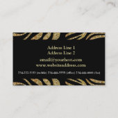 エレガント金ゴールドゼブラグリッターキス美容師 名刺 (裏面)