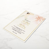 エレガント金ゴールドソフトフローラ水結婚色の写真 箔招待状 (回転した状態)