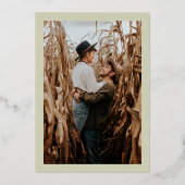 エレガント金ゴールドソフトフローラ水結婚色の写真 箔招待状 (裏面)