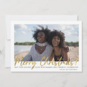 エレガント金ゴールドタイポグラフィ写真クリスマスカード シーズンカード (正面)