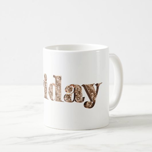 エレガント金ゴールドタイポグラフィ曜日 コーヒーマグカップ (正面右)