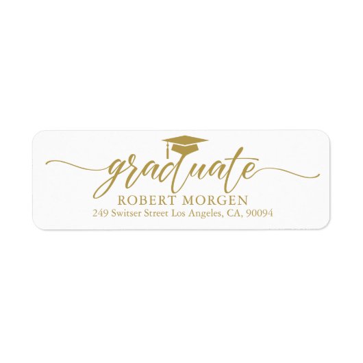 エレガント金ゴールドタイポグラフィ（白） ラベル (正面)