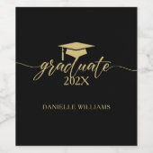 エレガント金ゴールドタイポグラフィ（黒） ワインラベル (シングルラベル)