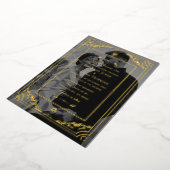 エレガント金ゴールドタロットカー結婚ドの写真招待状 箔招待状 (回転した状態)