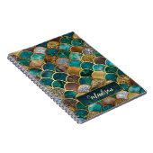 エレガント金ゴールドターコイズグリーンガーリーマーメイドはかりで測 ノートブック (右側)