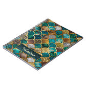 エレガント金ゴールドターコイズグリーンガーリーマーメイドはかりで測 ノートブック (左側)